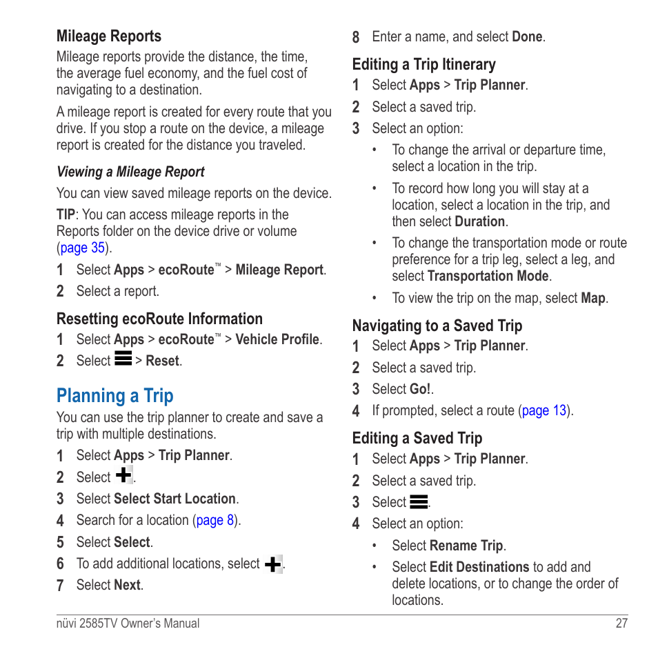 Planning a trip | Garmin nuvi 2585TV User Manual | Page 27 / 48