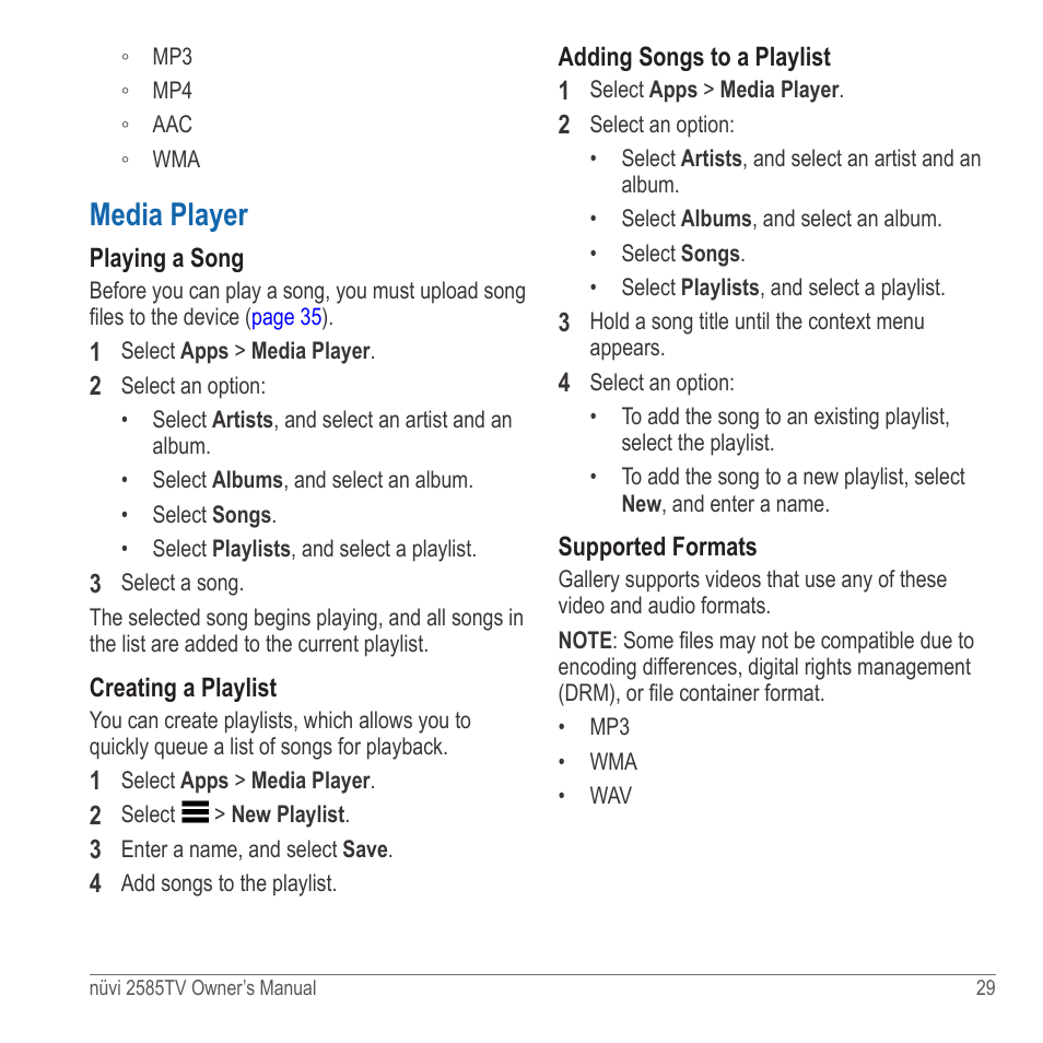 Media player | Garmin nuvi 2585TV User Manual | Page 29 / 48