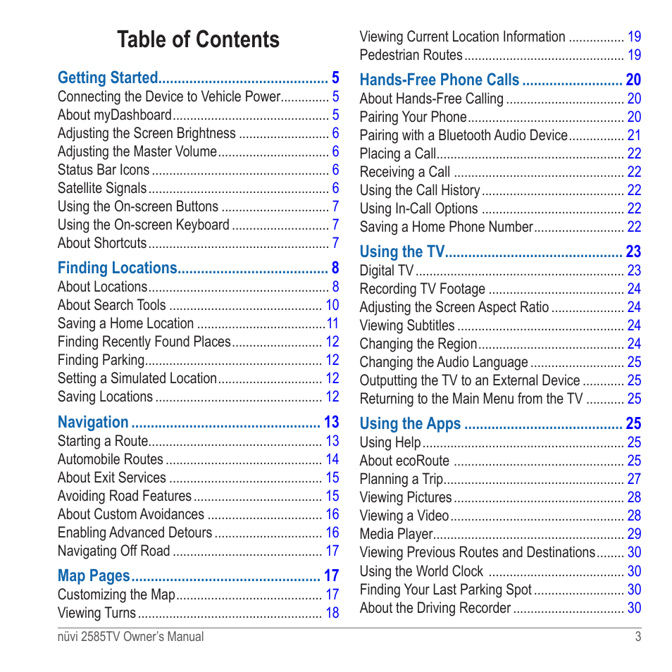 Garmin nuvi 2585TV User Manual | Page 3 / 48