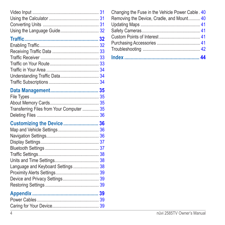 Garmin nuvi 2585TV User Manual | Page 4 / 48