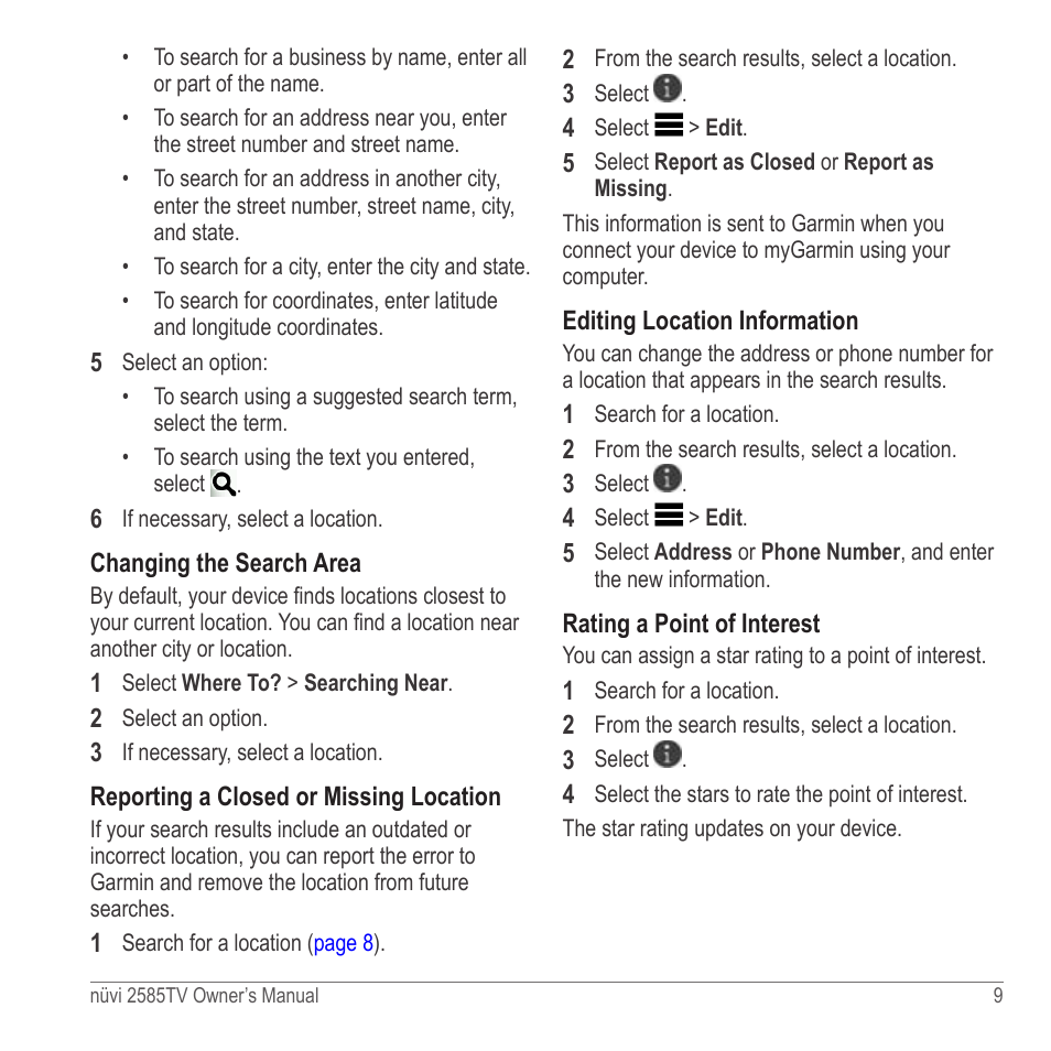 Near another location | Garmin nuvi 2585TV User Manual | Page 9 / 48