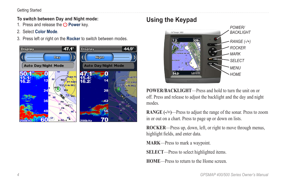 Using the keypad | Garmin GPSMAP 526s User Manual | Page 10 / 84