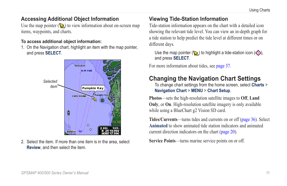 Changing the navigation chart settings | Garmin GPSMAP 526s User Manual | Page 17 / 84