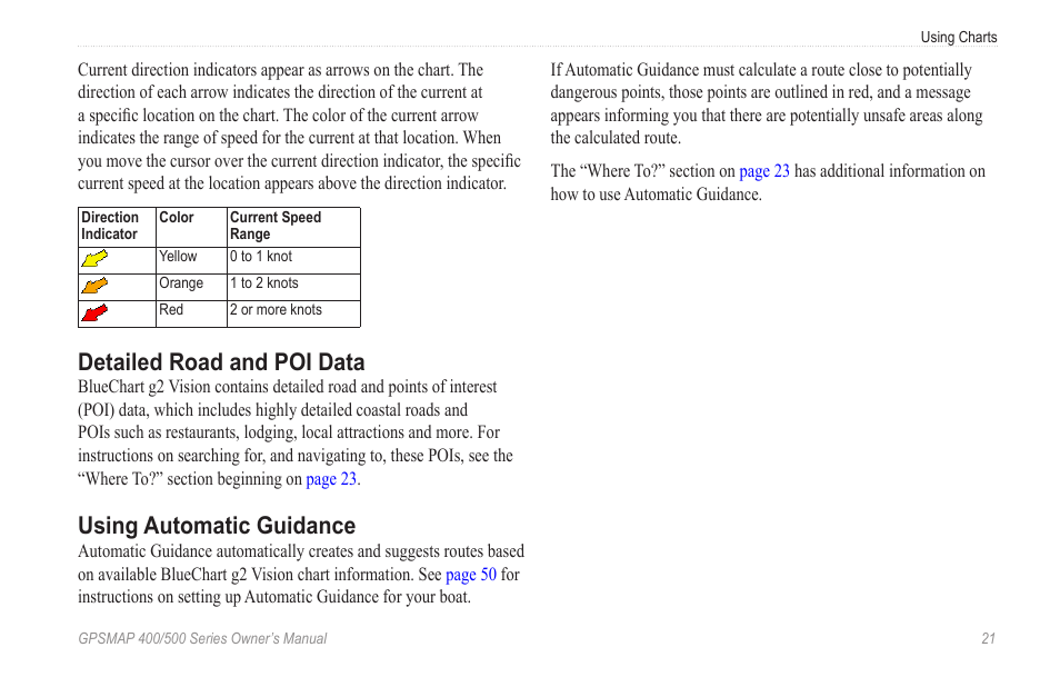 Detailed road and poi data, Using automatic guidance | Garmin GPSMAP 526s User Manual | Page 27 / 84