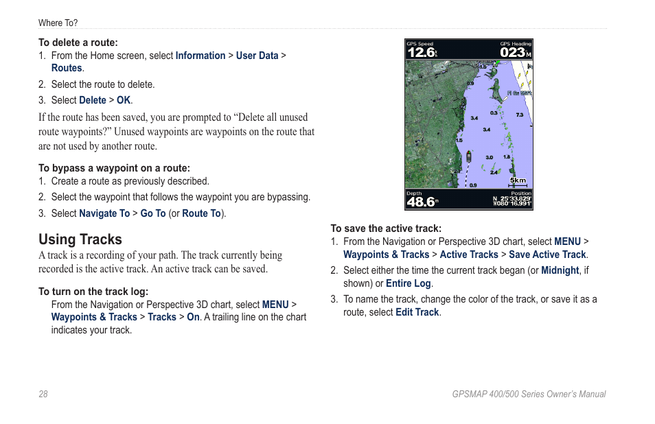 Using tracks | Garmin GPSMAP 526s User Manual | Page 34 / 84