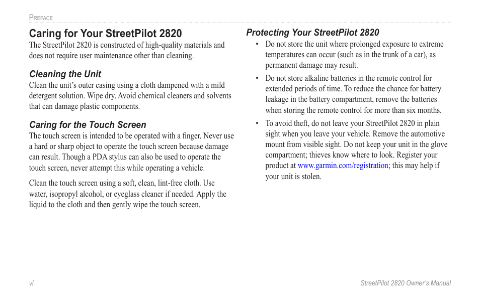 Caring for your streetpilot 2820 | Garmin StreetPilot 2820 User Manual | Page 8 / 68