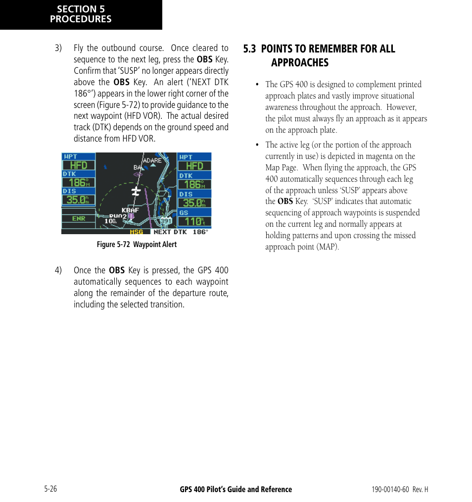 3 points to remember for all approaches, 3 points to remember for all approaches -26 | Garmin GPS 400 User Manual | Page 102 / 244