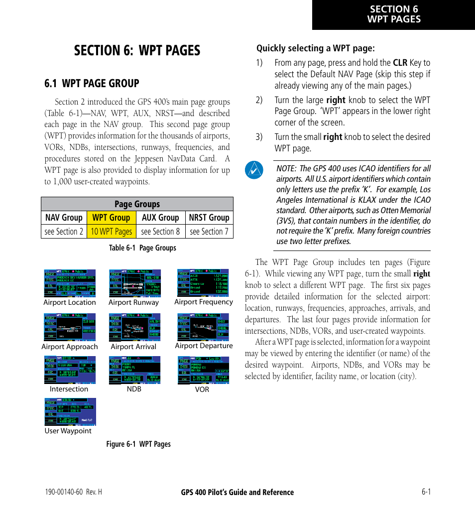 1 wpt page group | Garmin GPS 400 User Manual | Page 103 / 244