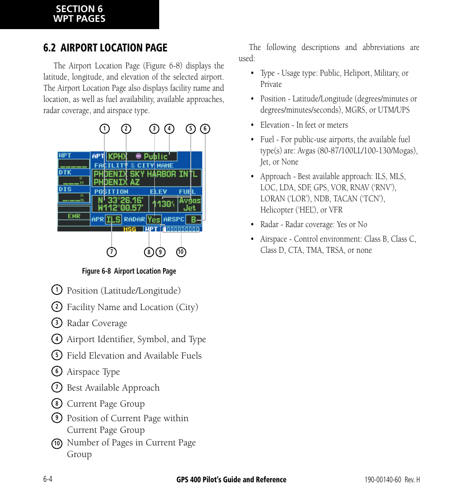 2 airport location page | Garmin GPS 400 User Manual | Page 106 / 244