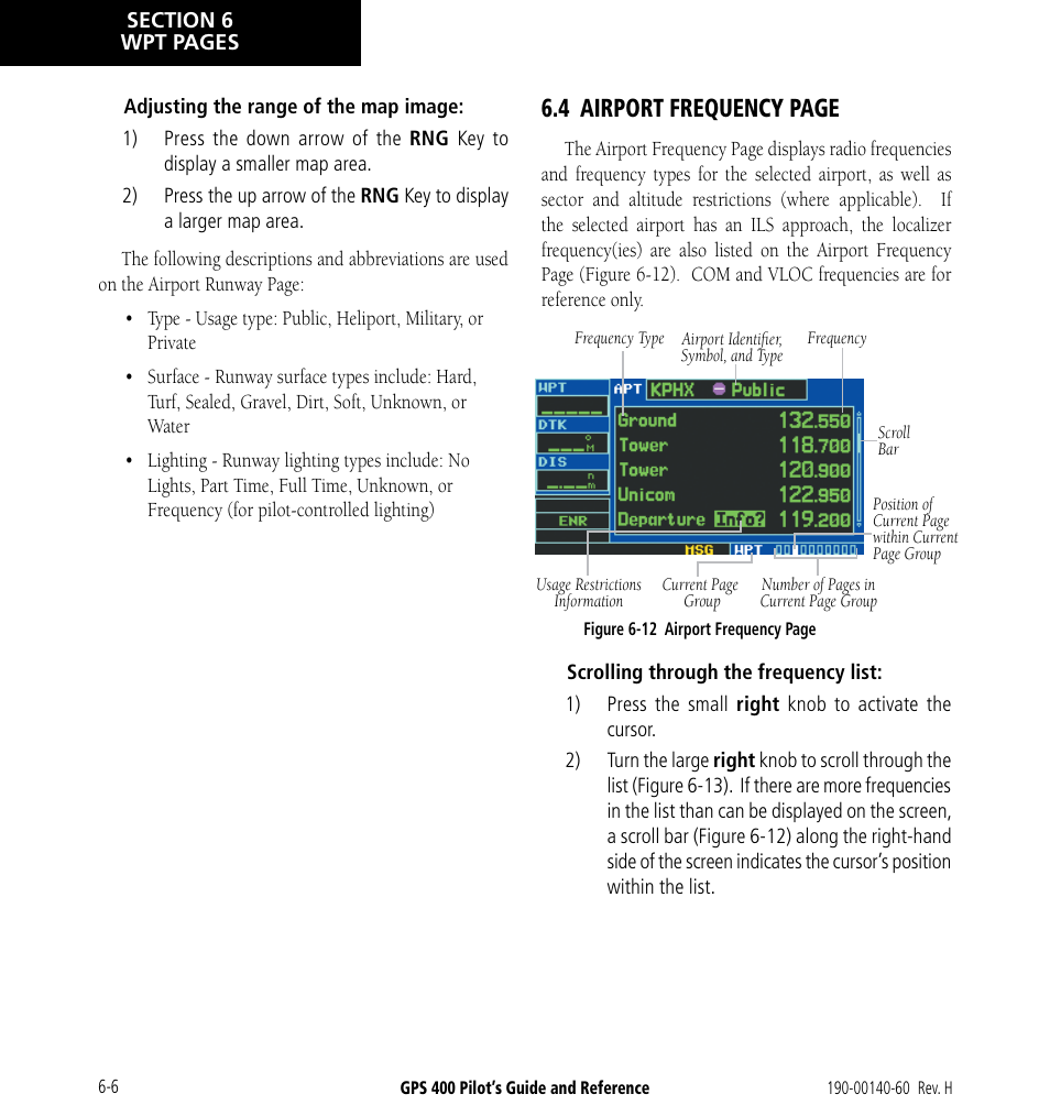 4 airport frequency page | Garmin GPS 400 User Manual | Page 108 / 244