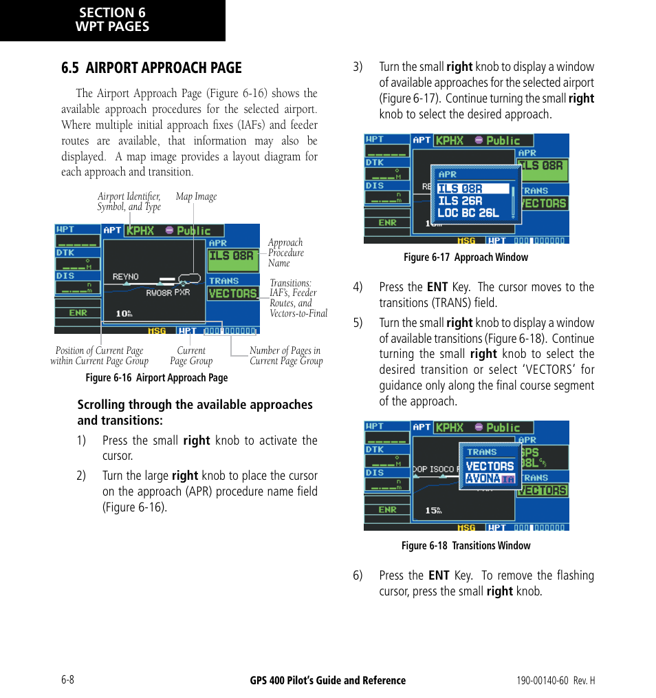 5 airport approach page | Garmin GPS 400 User Manual | Page 110 / 244