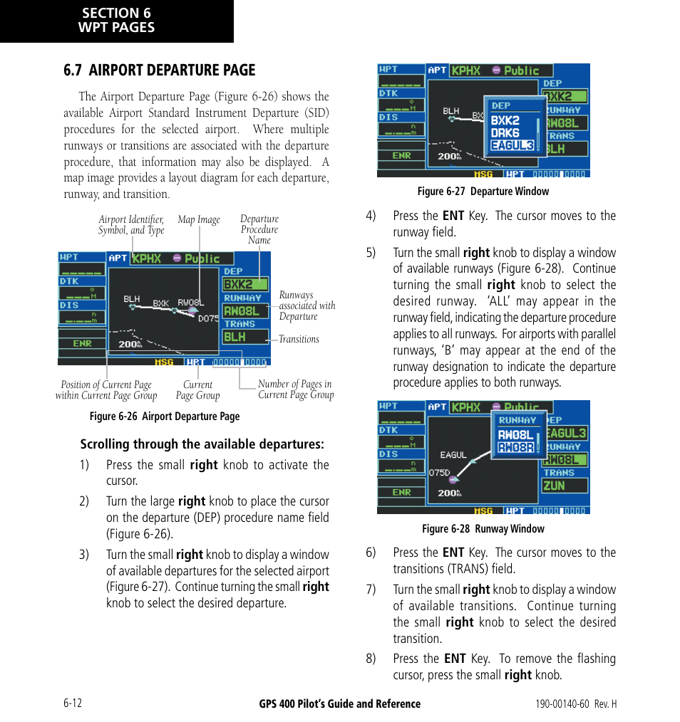 7 airport departure page | Garmin GPS 400 User Manual | Page 114 / 244