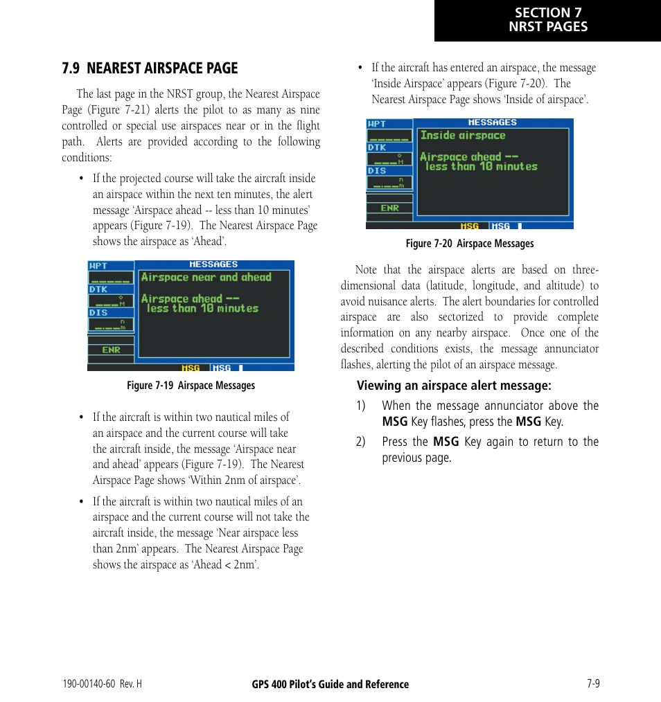 9 nearest airspace page | Garmin GPS 400 User Manual | Page 133 / 244