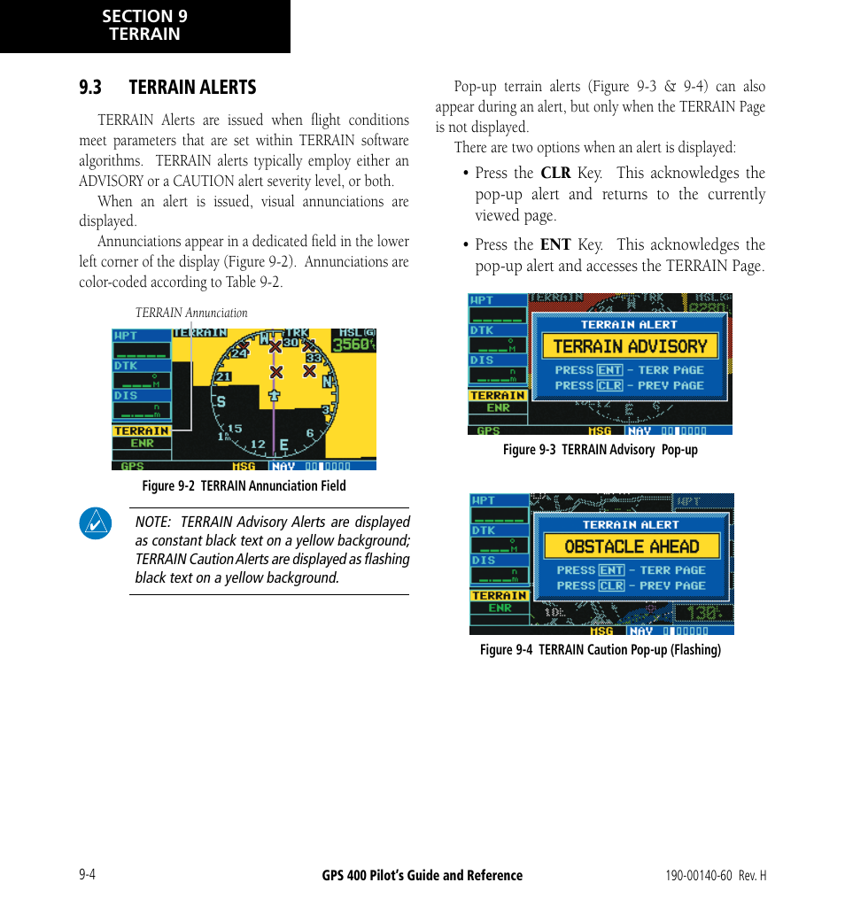 3 terrain alerts, 3 terrain alerts -4 | Garmin GPS 400 User Manual | Page 172 / 244