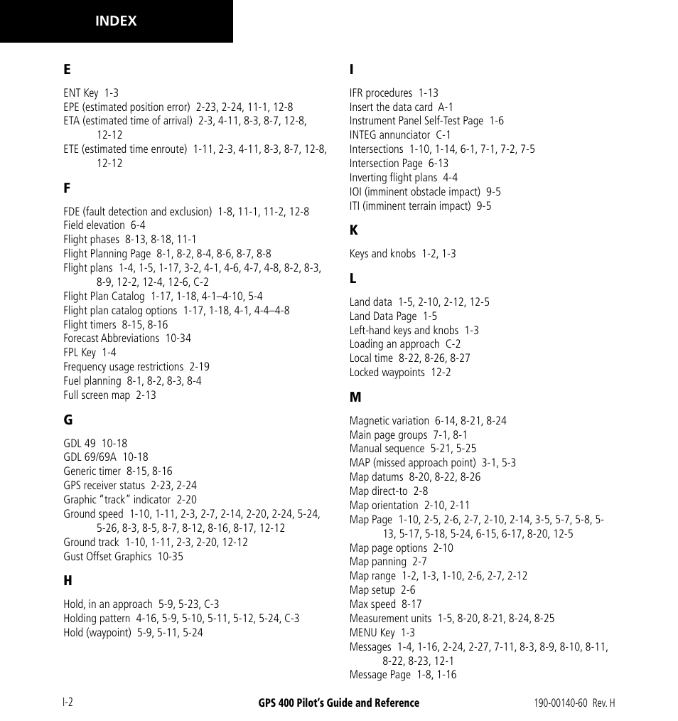 Garmin GPS 400 User Manual | Page 240 / 244