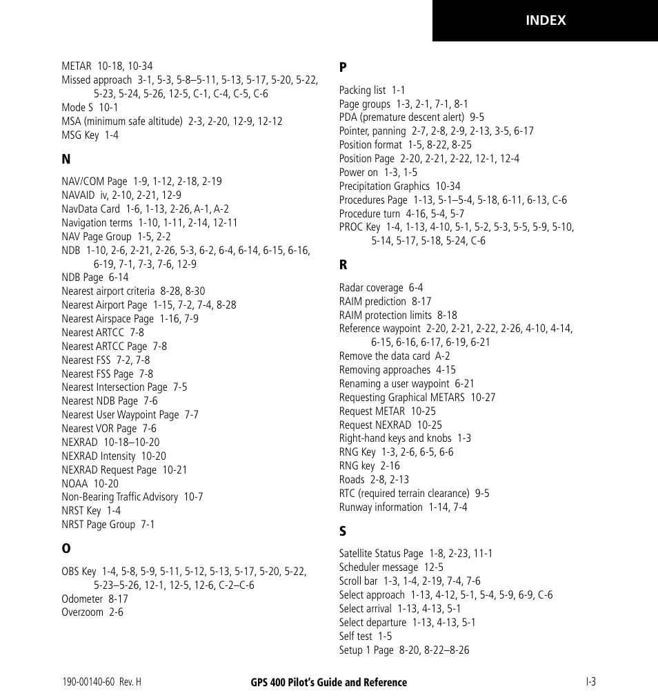 Garmin GPS 400 User Manual | Page 241 / 244