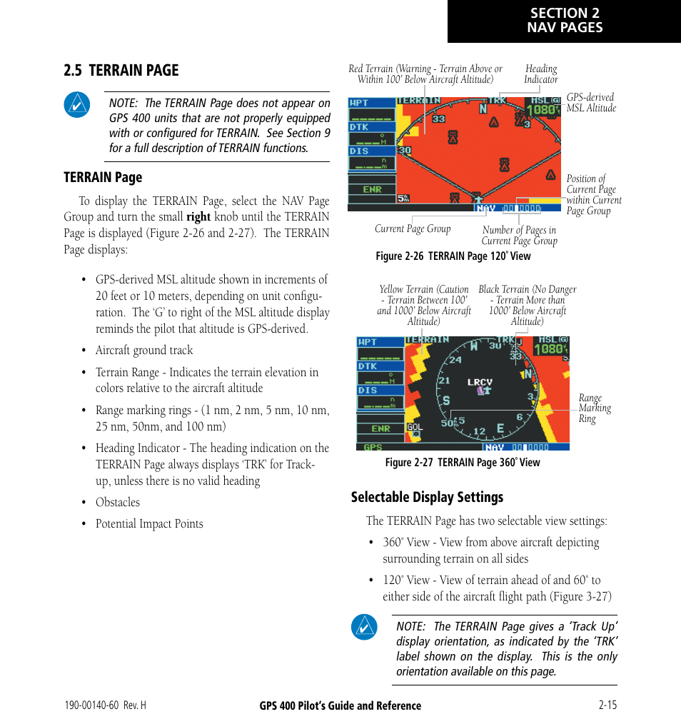 5 terrain page | Garmin GPS 400 User Manual | Page 41 / 244