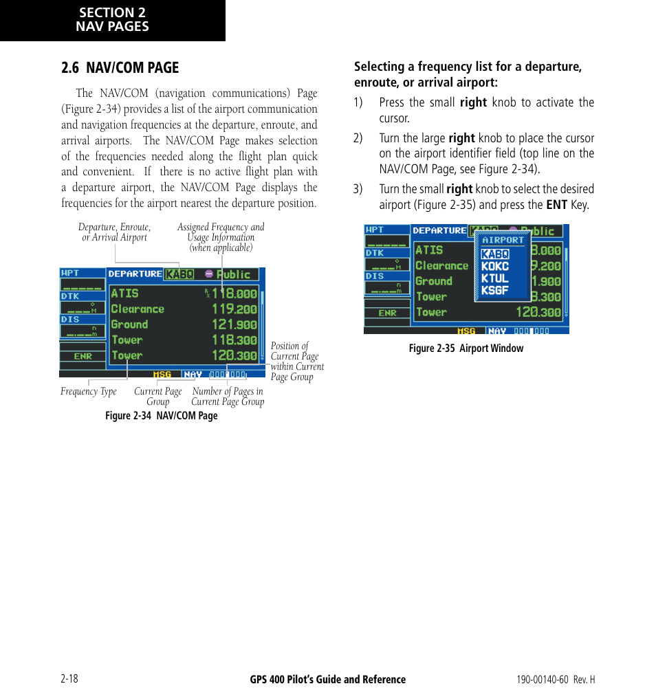6 nav/com page | Garmin GPS 400 User Manual | Page 44 / 244