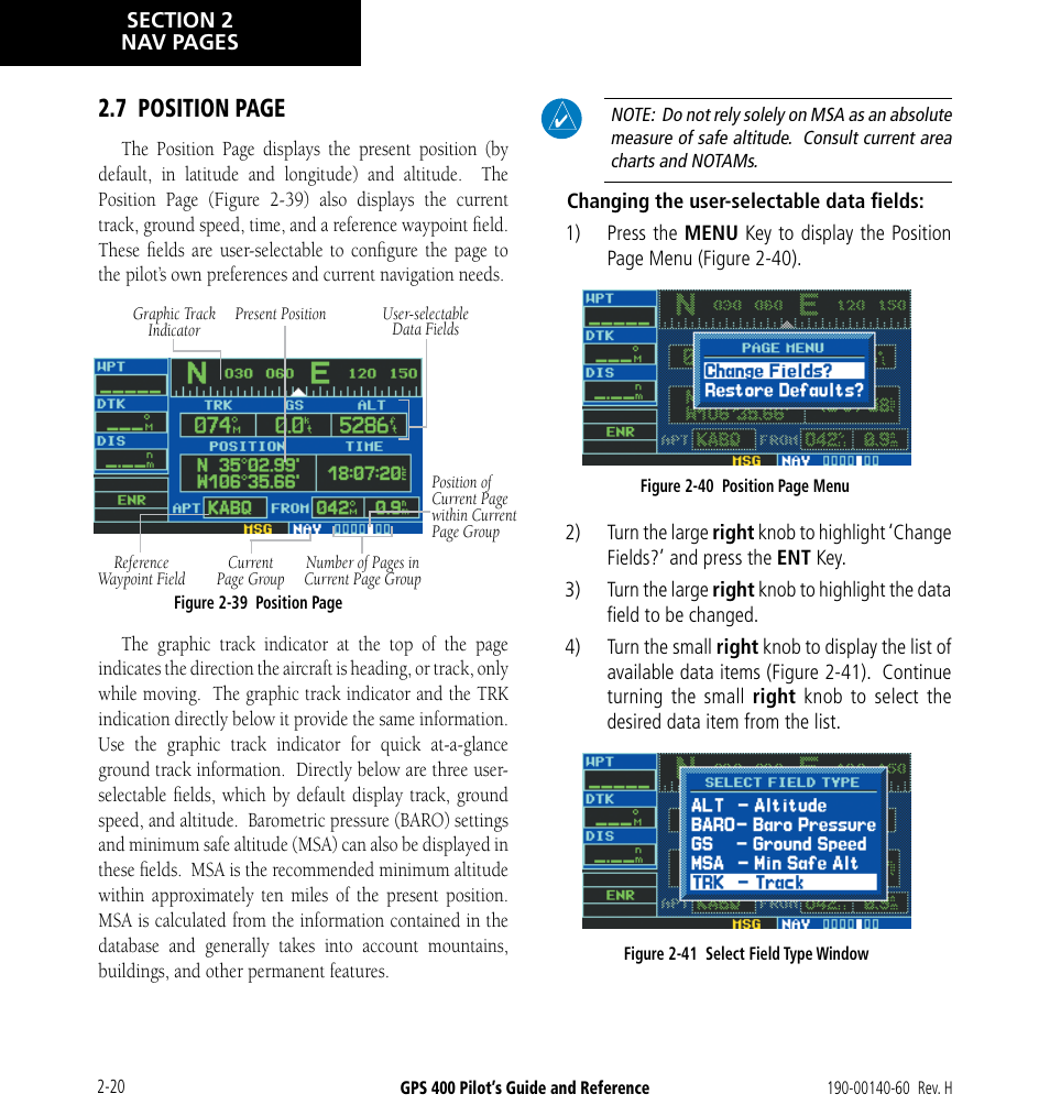 7 position page | Garmin GPS 400 User Manual | Page 46 / 244