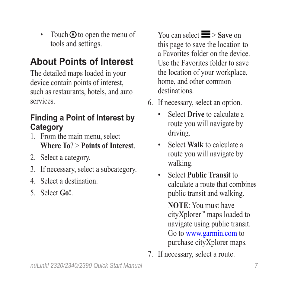 About points of interest | Garmin nuLink! 2390 User Manual | Page 7 / 12