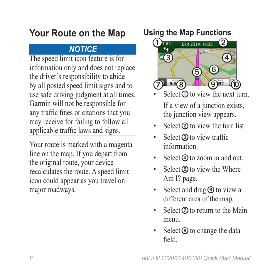 Your route on the map | Garmin nuLink! 2390 User Manual | Page 8 / 12