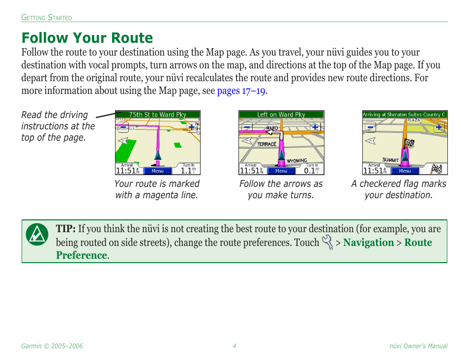 Follow your route | Garmin Nuvi 350 User Manual | Page 10 / 79