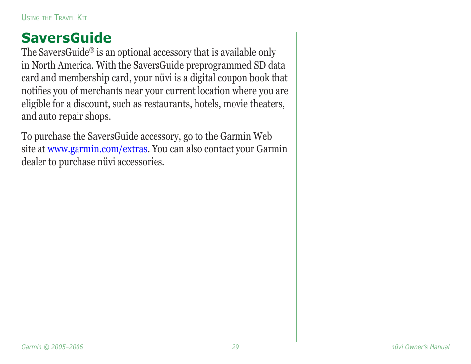 Saversguide, The saversguide | Garmin Nuvi 350 User Manual | Page 35 / 79