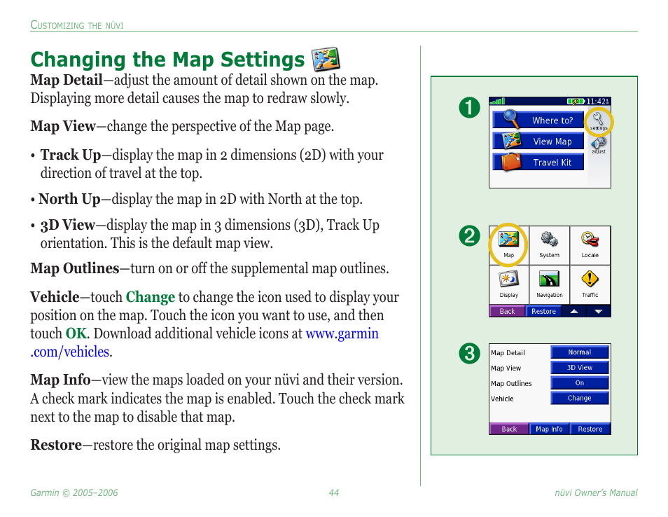 Changing the map settings | Garmin Nuvi 350 User Manual | Page 50 / 79