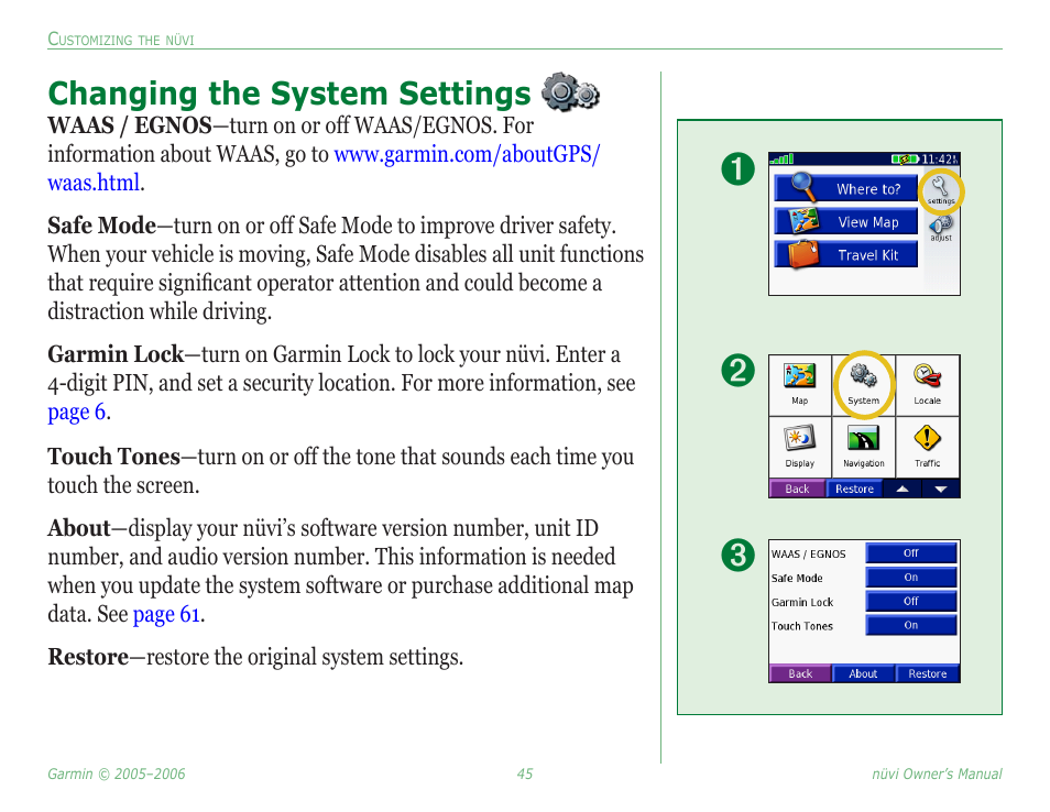 Changing the system settings | Garmin Nuvi 350 User Manual | Page 51 / 79