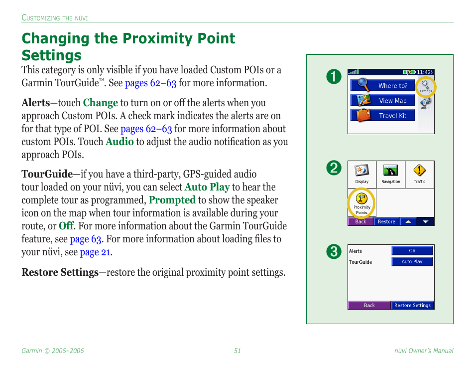 Changing the proximity point settings | Garmin Nuvi 350 User Manual | Page 57 / 79