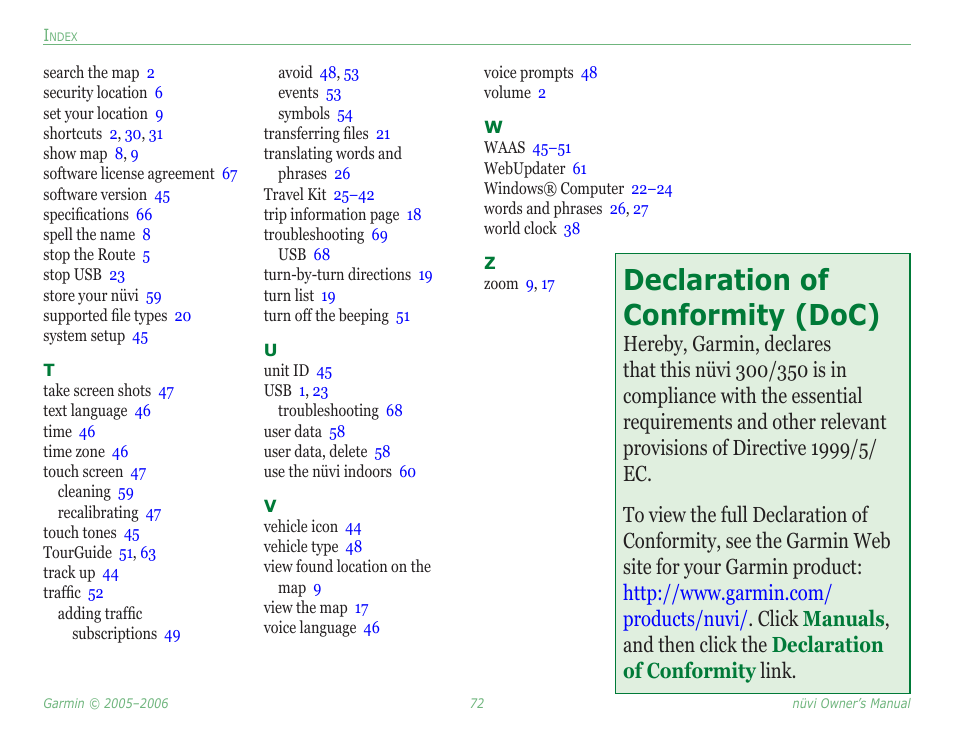 Declaration of conformity (doc) | Garmin Nuvi 350 User Manual | Page 78 / 79