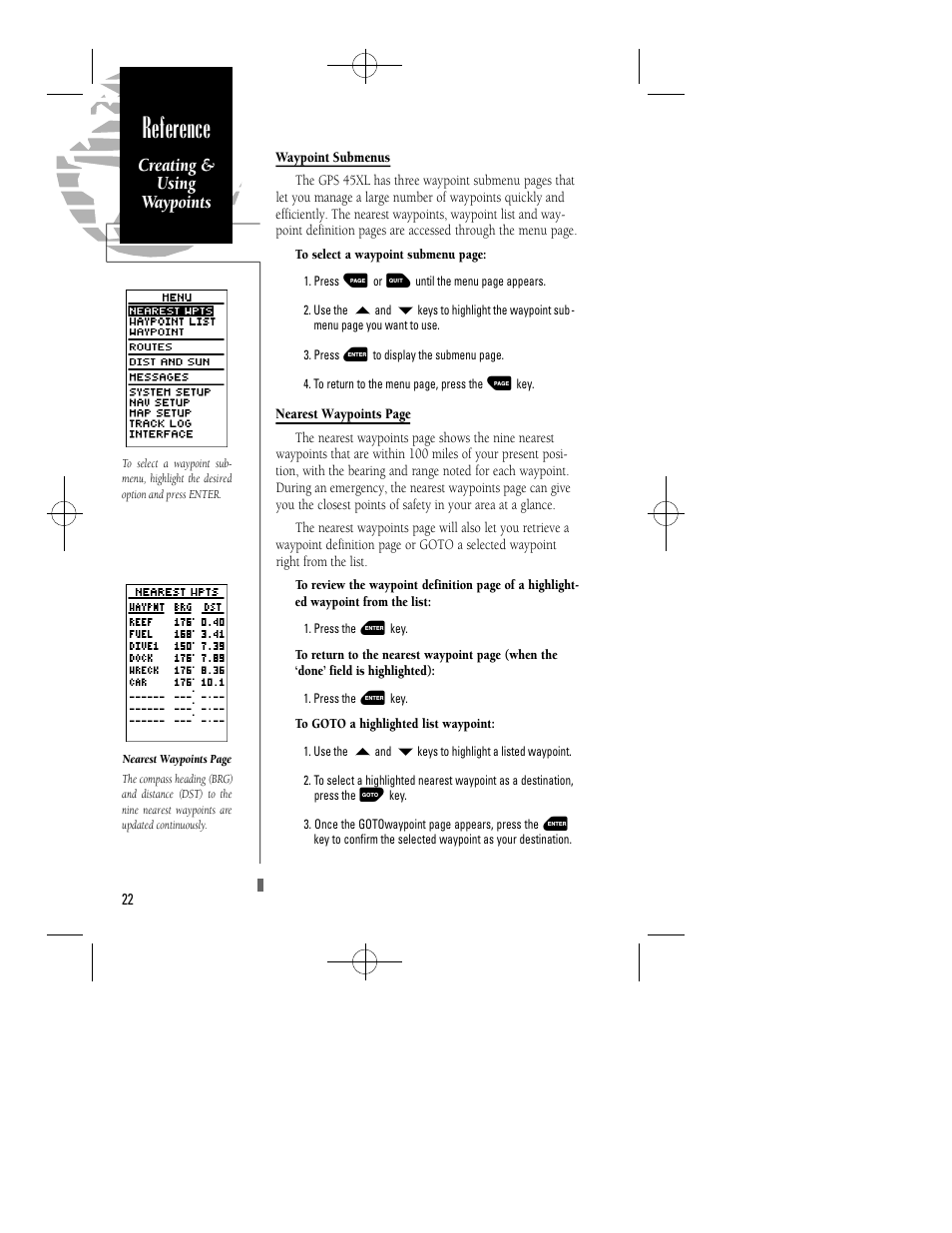 Reference | Garmin GPS 45XL User Manual | Page 26 / 68