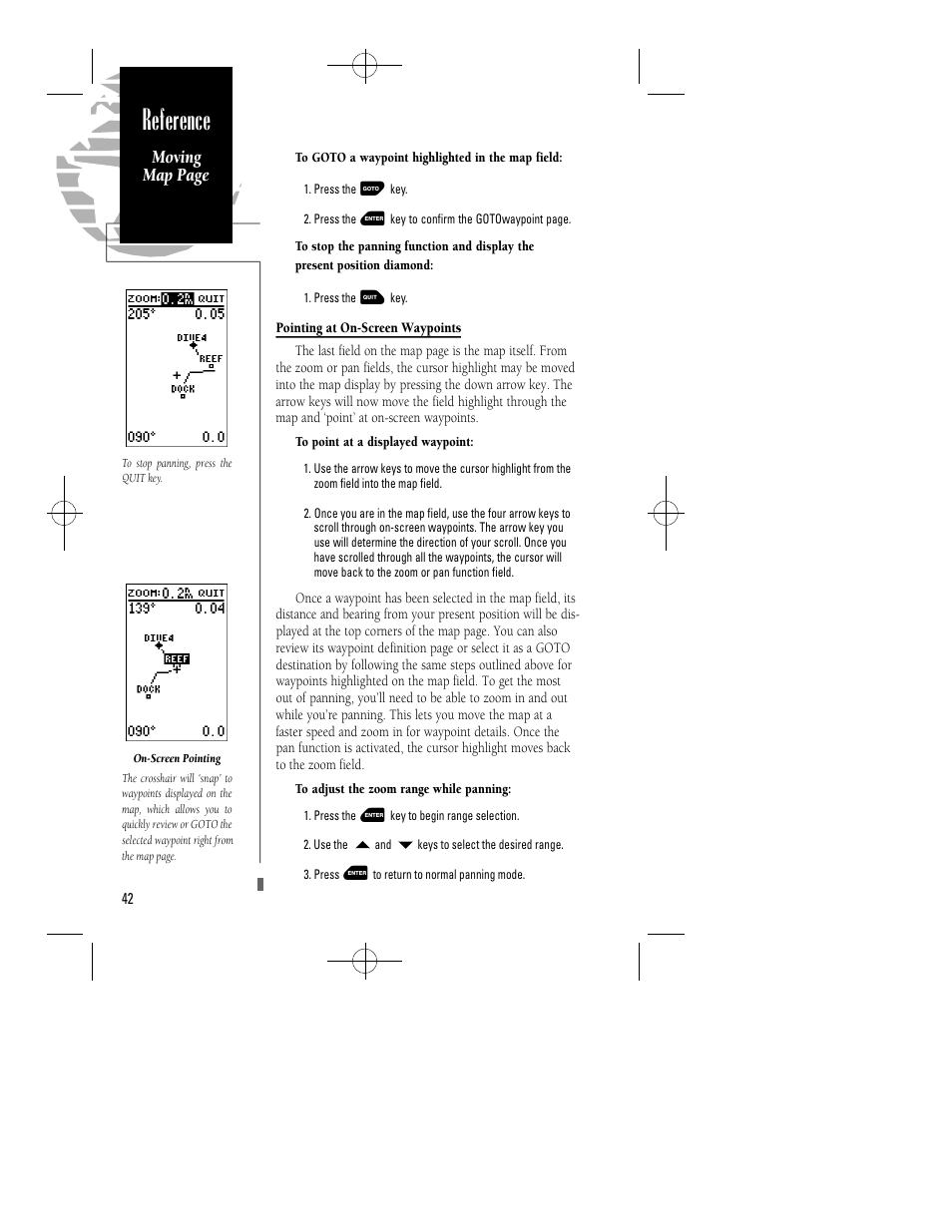 Reference, Moving map page | Garmin GPS 45XL User Manual | Page 46 / 68