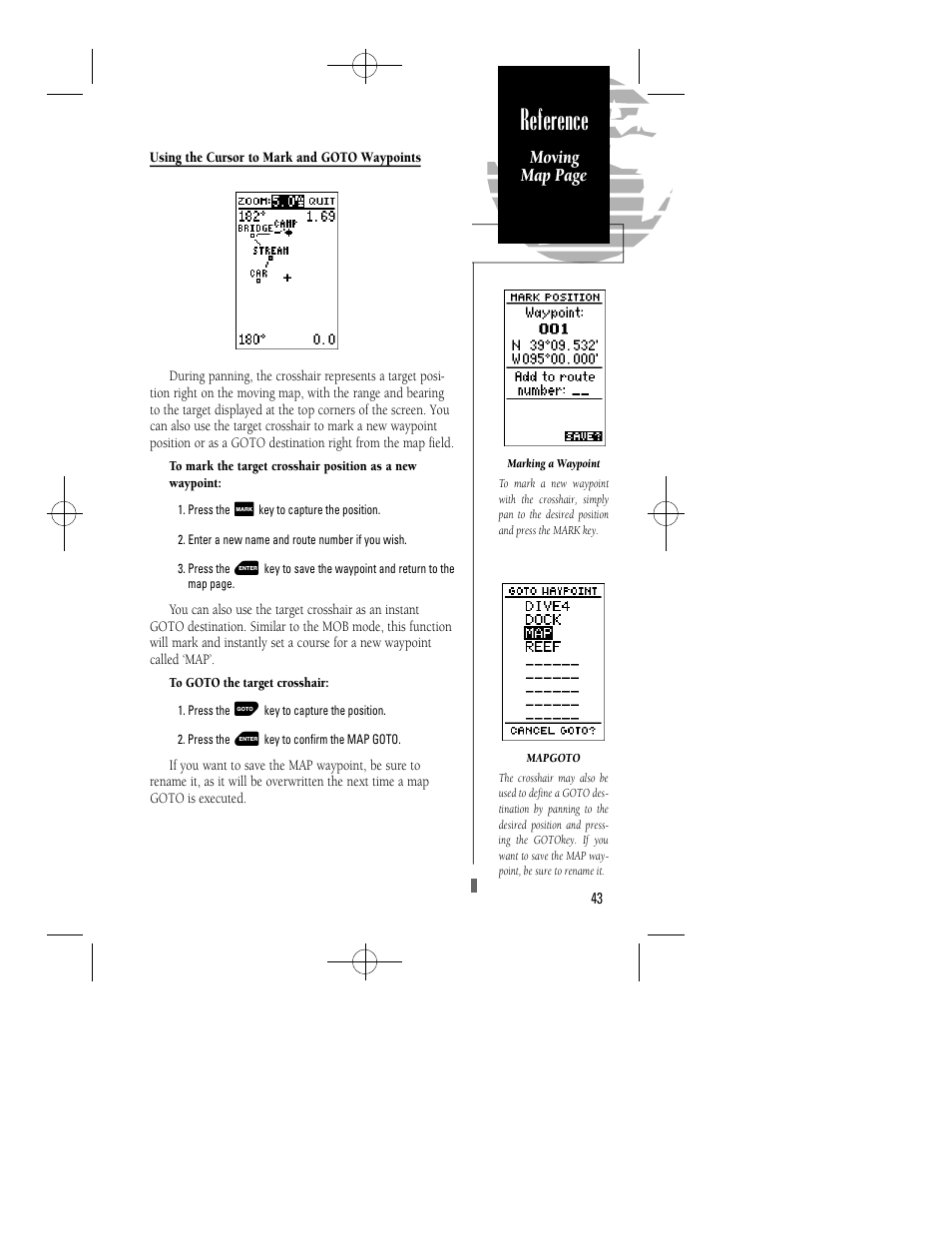 Reference, Moving map page | Garmin GPS 45XL User Manual | Page 47 / 68