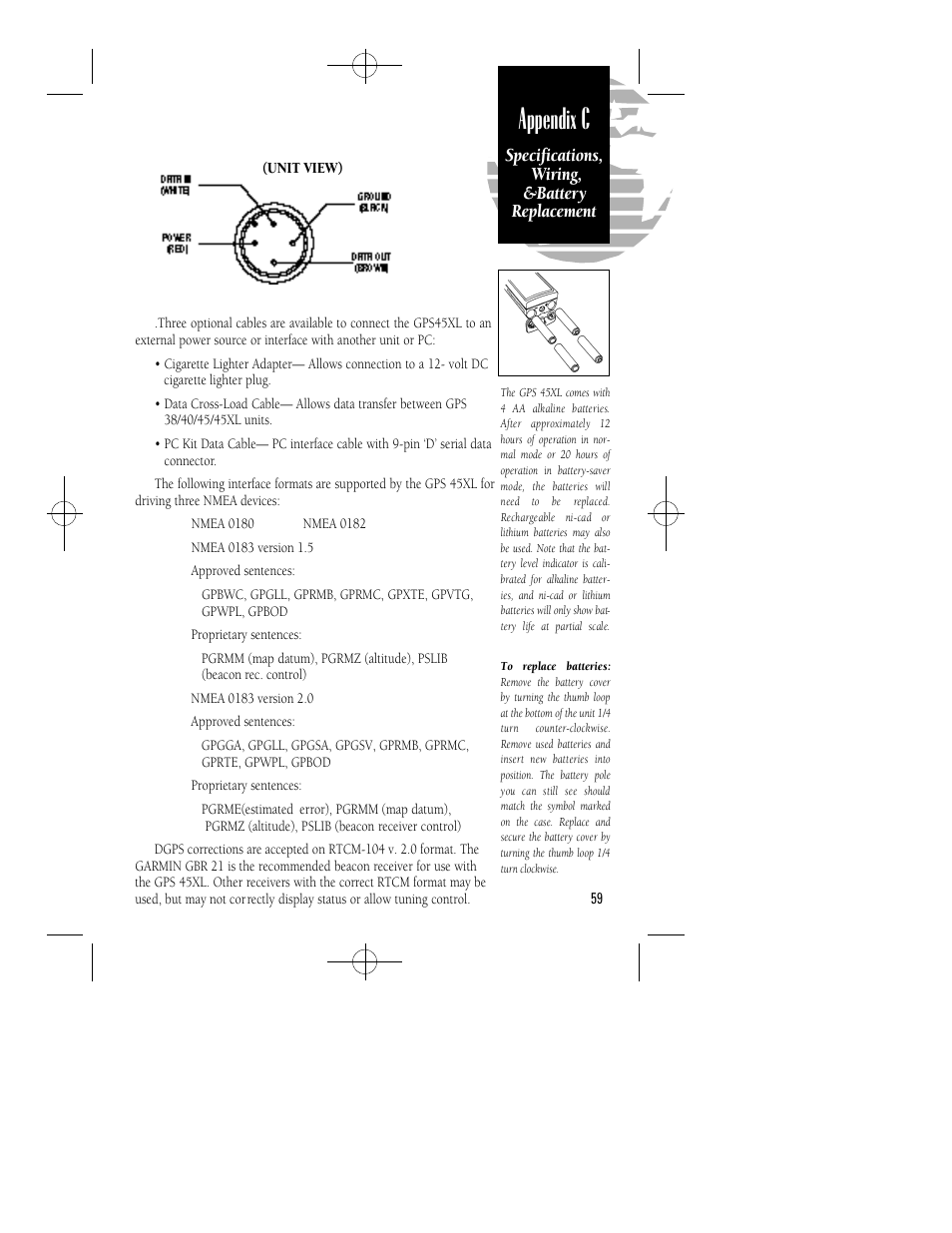 Introduction, Appendix c | Garmin GPS 45XL User Manual | Page 63 / 68