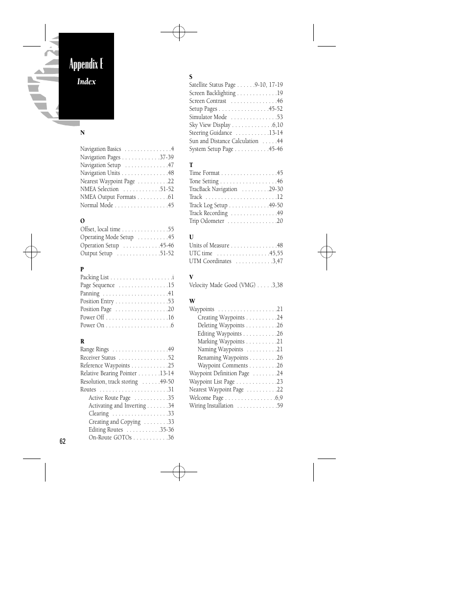Introduction, Appendix e | Garmin GPS 45XL User Manual | Page 66 / 68