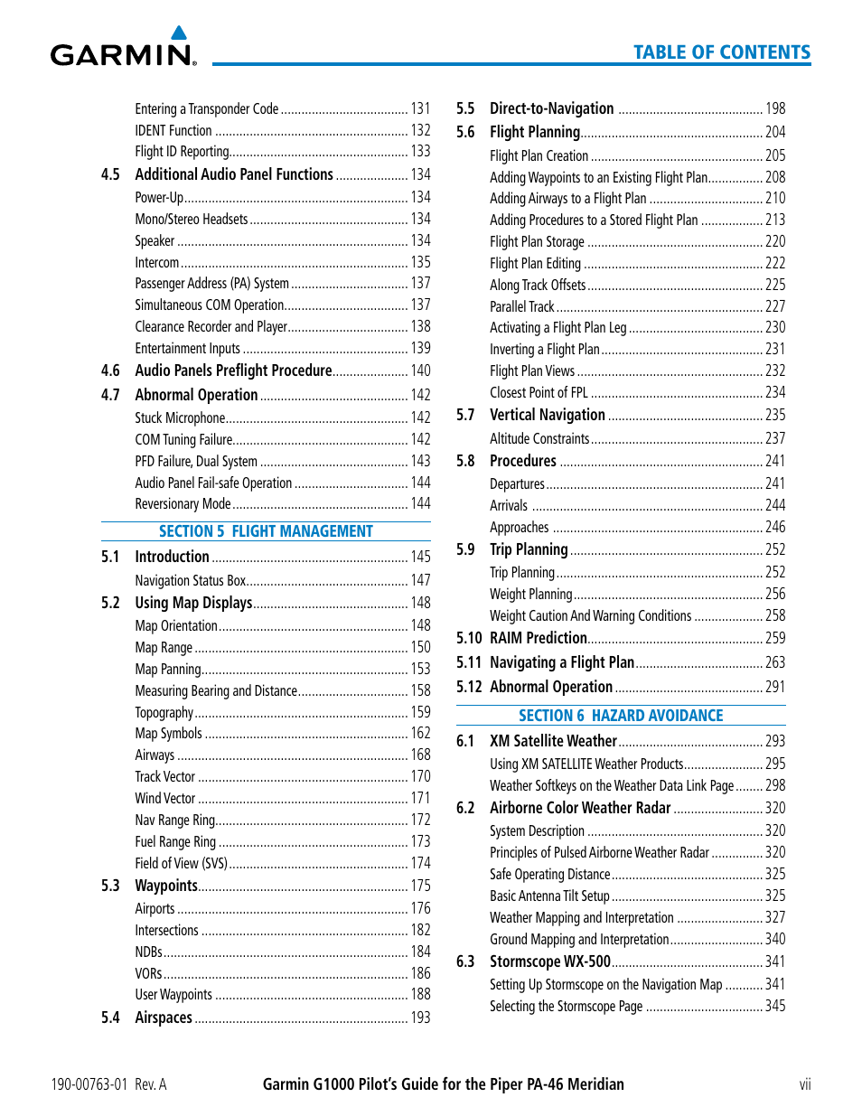 Garmin G1000 Piper PA-46 Meridian User Manual | Page 11 / 572
