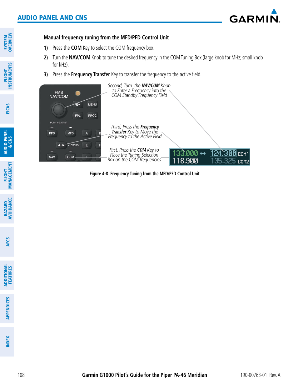 Audio panel and cns | Garmin G1000 Piper PA-46 Meridian User Manual | Page 122 / 572