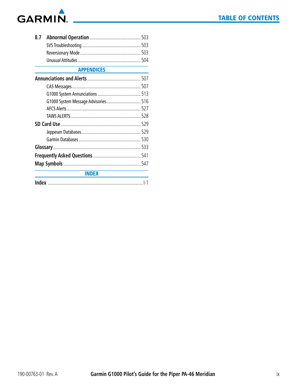 Garmin G1000 Piper PA-46 Meridian User Manual | Page 13 / 572