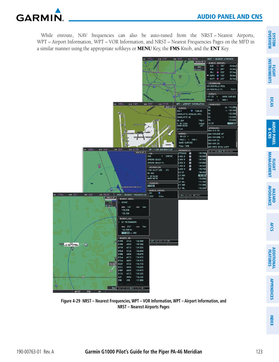 Audio panel and cns | Garmin G1000 Piper PA-46 Meridian User Manual | Page 137 / 572