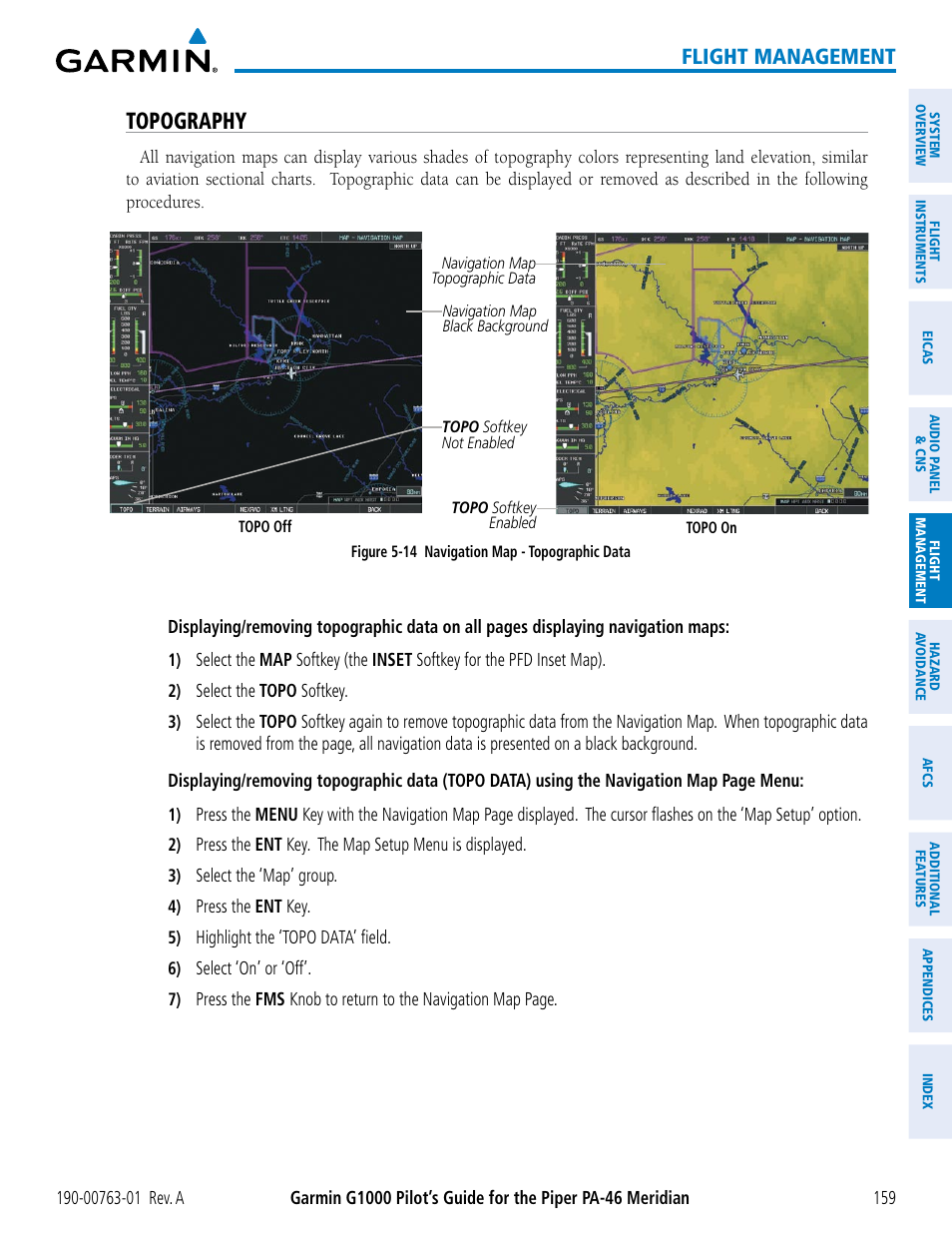 Topography, Flight management | Garmin G1000 Piper PA-46 Meridian User Manual | Page 173 / 572