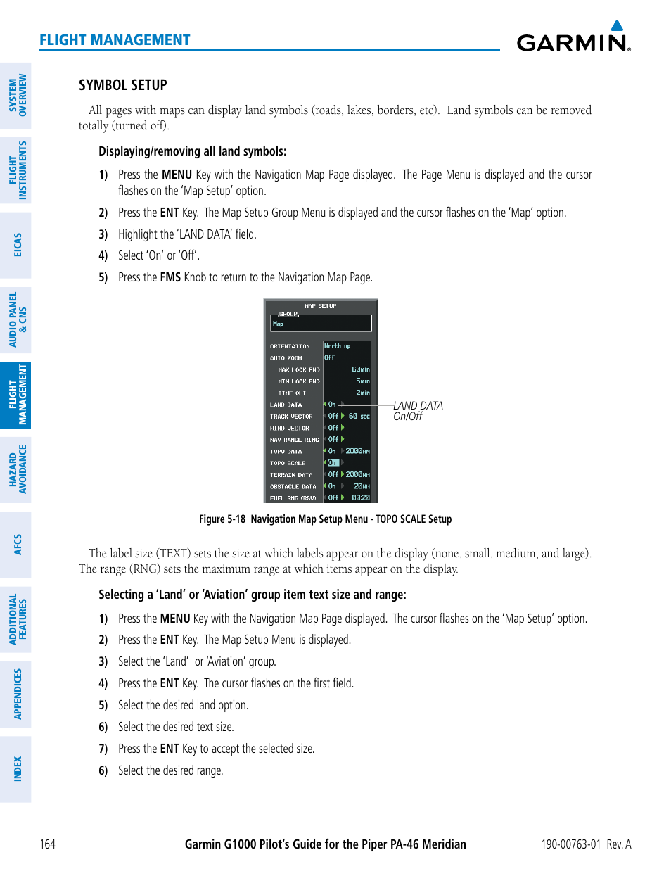 Flight management, Symbol setup | Garmin G1000 Piper PA-46 Meridian User Manual | Page 178 / 572