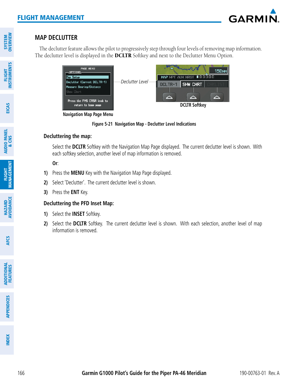 Flight management, Map declutter | Garmin G1000 Piper PA-46 Meridian User Manual | Page 180 / 572