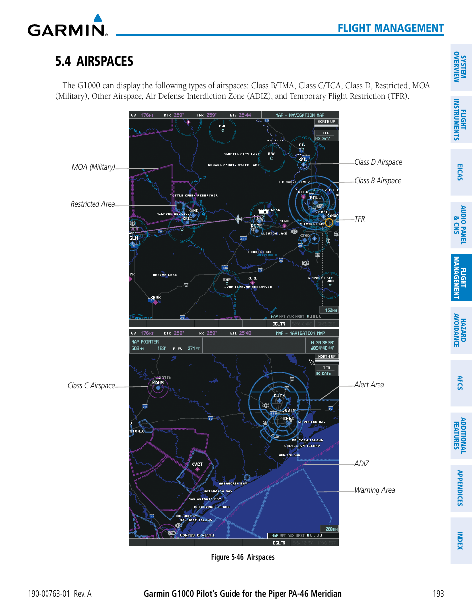 4 airspaces, Flight management | Garmin G1000 Piper PA-46 Meridian User Manual | Page 207 / 572