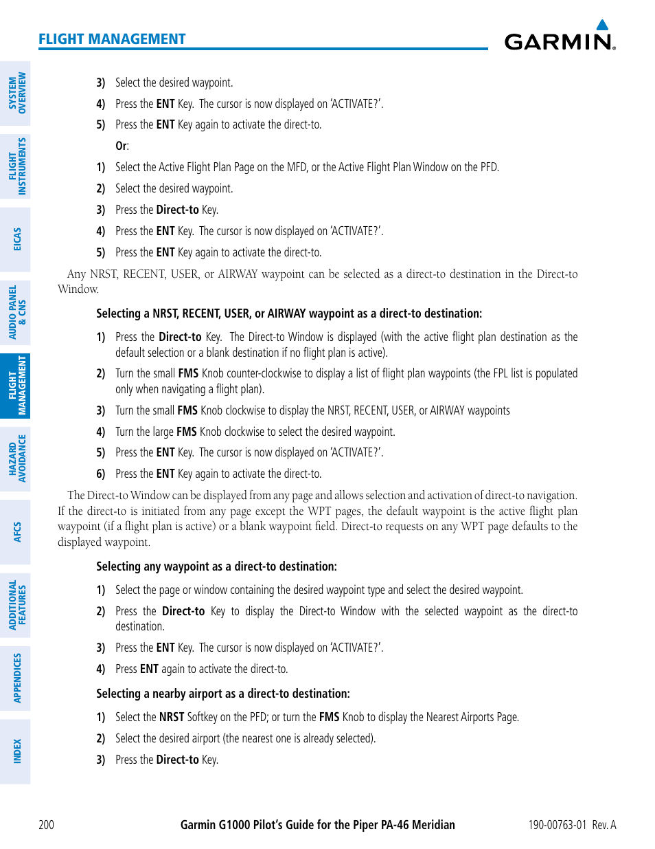 Flight management | Garmin G1000 Piper PA-46 Meridian User Manual | Page 214 / 572