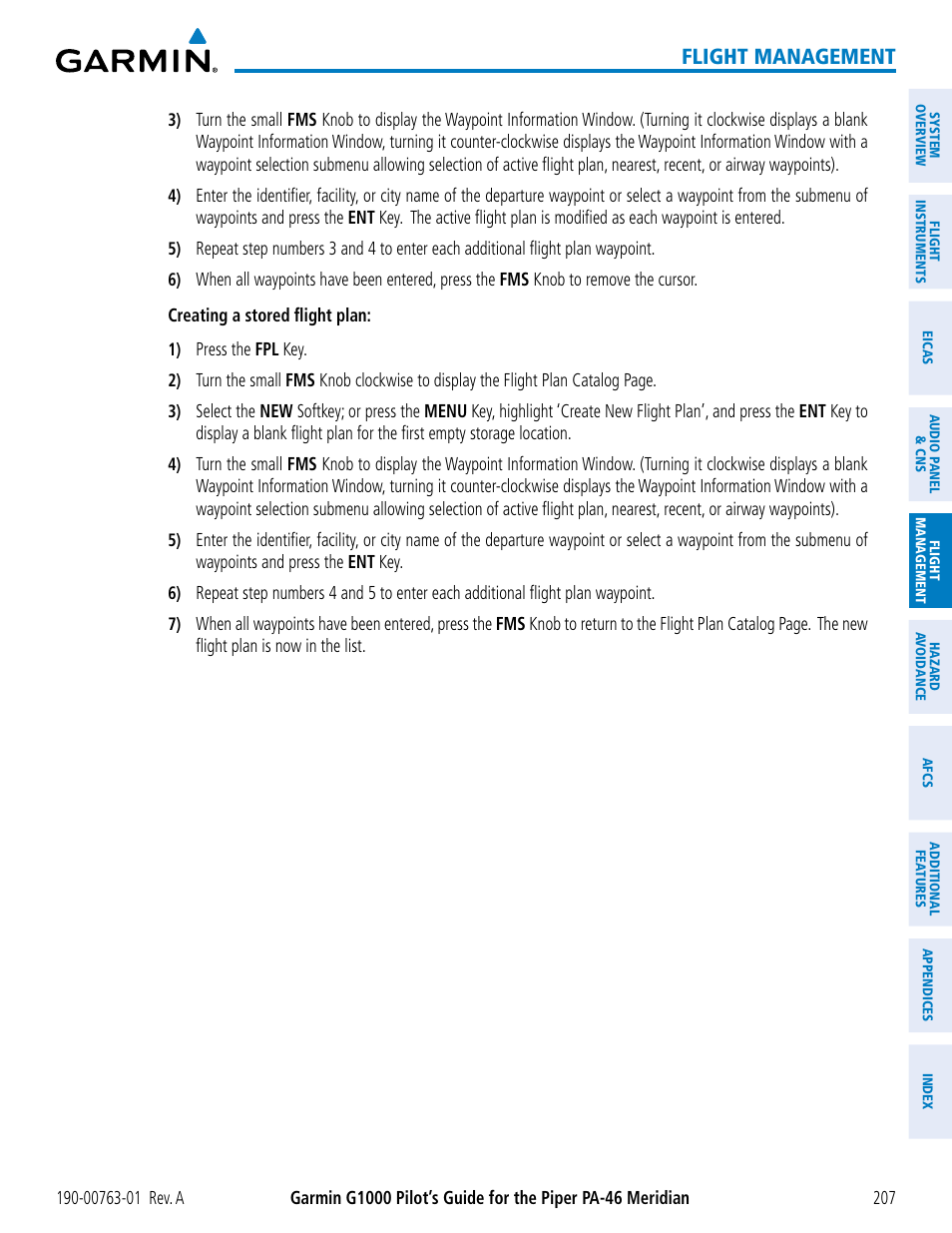 Flight management | Garmin G1000 Piper PA-46 Meridian User Manual | Page 221 / 572