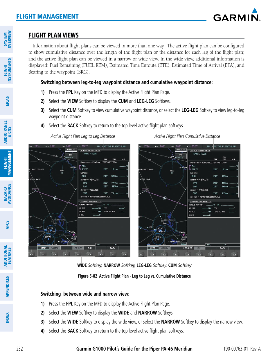 Flight plan views, Flight management | Garmin G1000 Piper PA-46 Meridian User Manual | Page 246 / 572