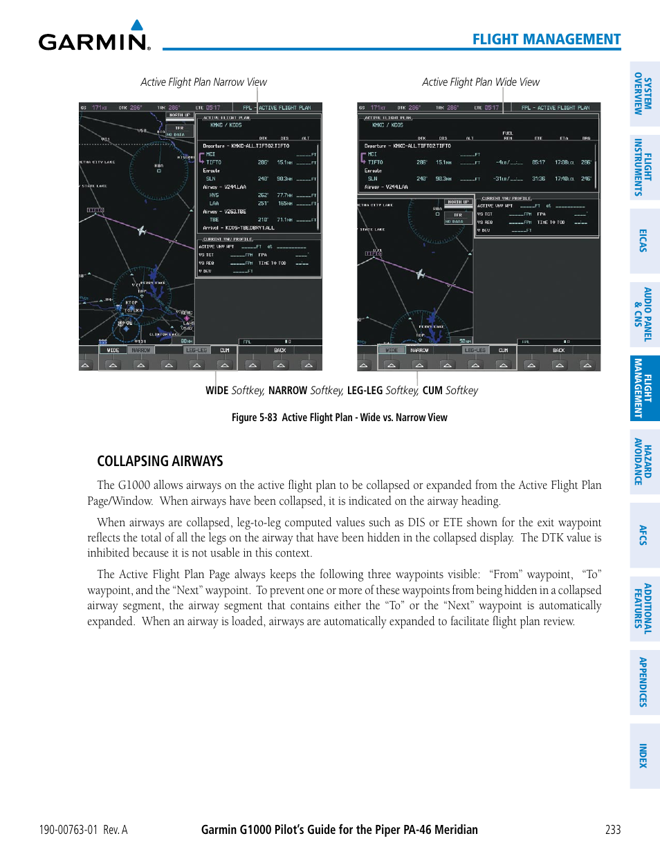 Flight management, Collapsing airways | Garmin G1000 Piper PA-46 Meridian User Manual | Page 247 / 572