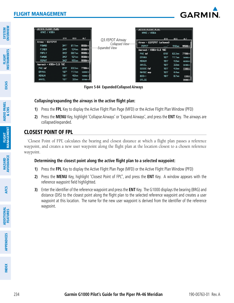 Closest point of fpl, Flight management | Garmin G1000 Piper PA-46 Meridian User Manual | Page 248 / 572