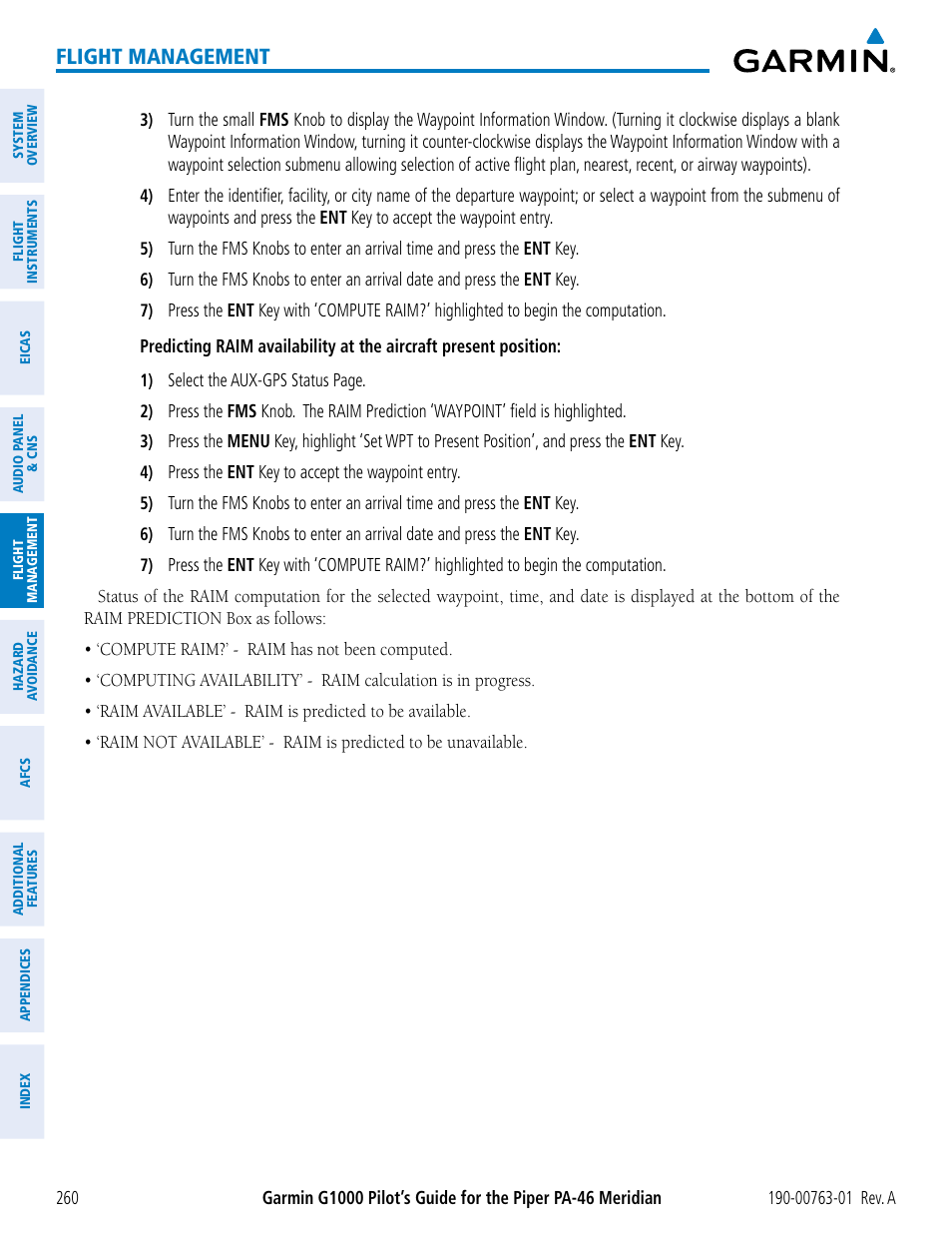 Flight management | Garmin G1000 Piper PA-46 Meridian User Manual | Page 274 / 572